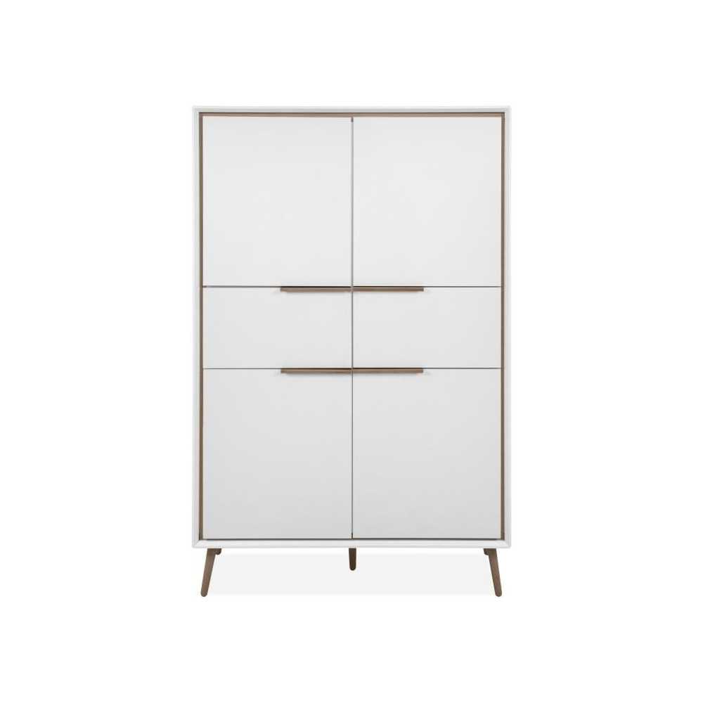 Buffet Haut - ARONA 53B - Blanc / Chene artisan - 4 portes, 2 tiroirs