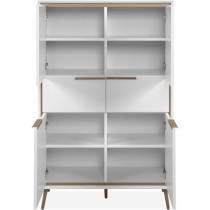 Buffet Haut - ARONA 53B - Blanc / Chene artisan - 4 portes, 2 tiroirs