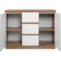 Buffet - PHoeNIX 01B - Chene artisan / Blanc HGL - 2 portes - 3 tiroir