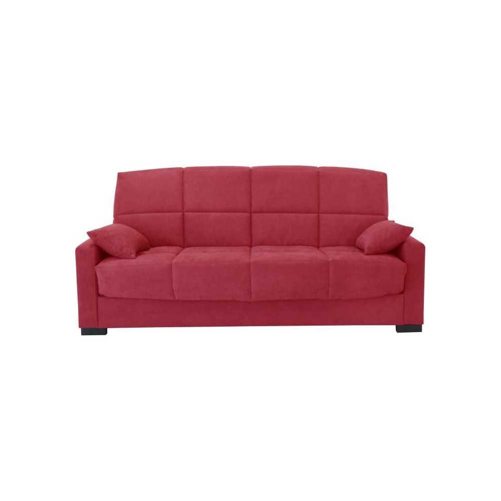 Clic clac 3 places MEGAN 14 - Tissu Soro rouge - Avec accoudoirs - Cou