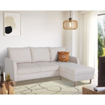 Canapé d'angle fixe - 3 places - CHIPY - Tissu Lincoln Perle - Pieds