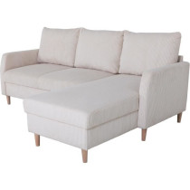 Canapé d'angle fixe - 3 places - CHIPY - Tissu Lincoln Perle - Pieds