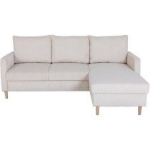 Canapé d'angle fixe - 3 places - CHIPY - Tissu Lincoln Perle - Pieds
