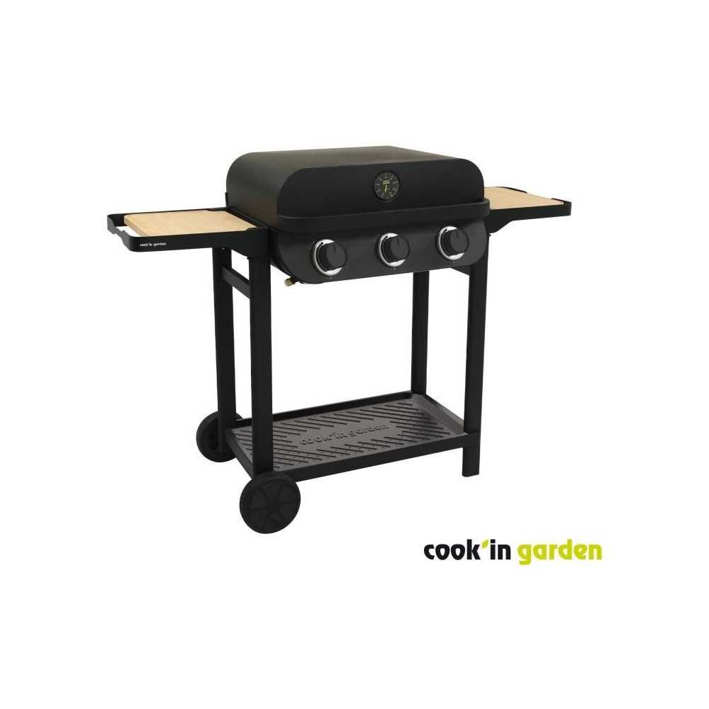 Barbecue a gaz - COOK'IN GARDEN - FLAVO - 3 brûleurs - Noir