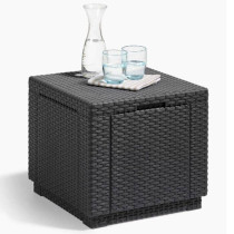 Cube graphite table - Imitation woven rattan with storage - Allibert b