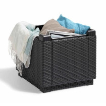 Cube graphite table - Imitation woven rattan with storage - Allibert b