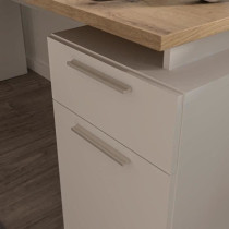 Bureau droit CONTRA COSTA - L160 x l60 x H73,5 cm - Blanc mat / Chene