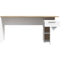 Bureau droit CONTRA COSTA - L160 x l60 x H73,5 cm - Blanc mat / Chene