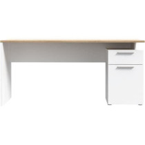 Bureau droit CONTRA COSTA - L160 x l60 x H73,5 cm - Blanc mat / Chene