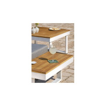 Salon bas de jardin - Aluminium - DCB GARDEN - 5 places - Blanc et boi
