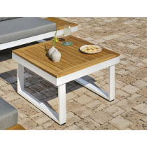 Salon bas de jardin - Aluminium - DCB GARDEN - 5 places - Blanc et boi