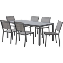 Ensemble table de jardin 6 personnes : Table + 6 chaises - Structure e