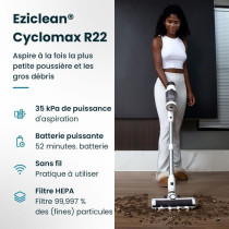 EZICLEAN Cyclomax R22 station - Aspirateur balai sans fil - 52 min - 5