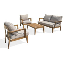 Salon bas de jardin - Aluminium - DCB GARDEN - 4 places - Effet bois -