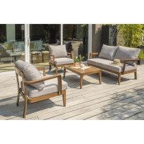 Salon bas de jardin - Aluminium - DCB GARDEN - 4 places - Effet bois -