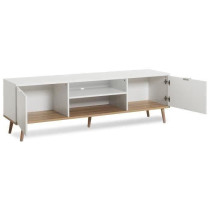 Meuble TV scandinave GÖTEBORG - Blanc - 2 Portes - L 160 x P 40 x H 5