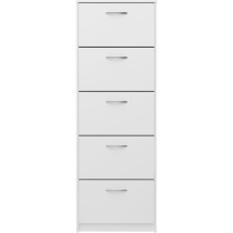 Meuble a chaussures - Décor blanc - 5 Abattants - 10 paires - L58,5 x