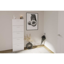 Meuble a chaussures - Décor blanc - 5 Abattants - 10 paires - L58,5 x