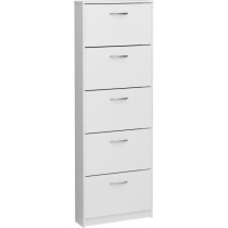 Meuble a chaussures - Décor blanc - 5 Abattants - 10 paires - L58,5 x
