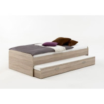 Lit gigogne pour un double couchage - Décor chene - L94,6 x H50,5 x P