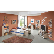 Lit gigogne pour un double couchage - Décor chene - L94,6 x H50,5 x P