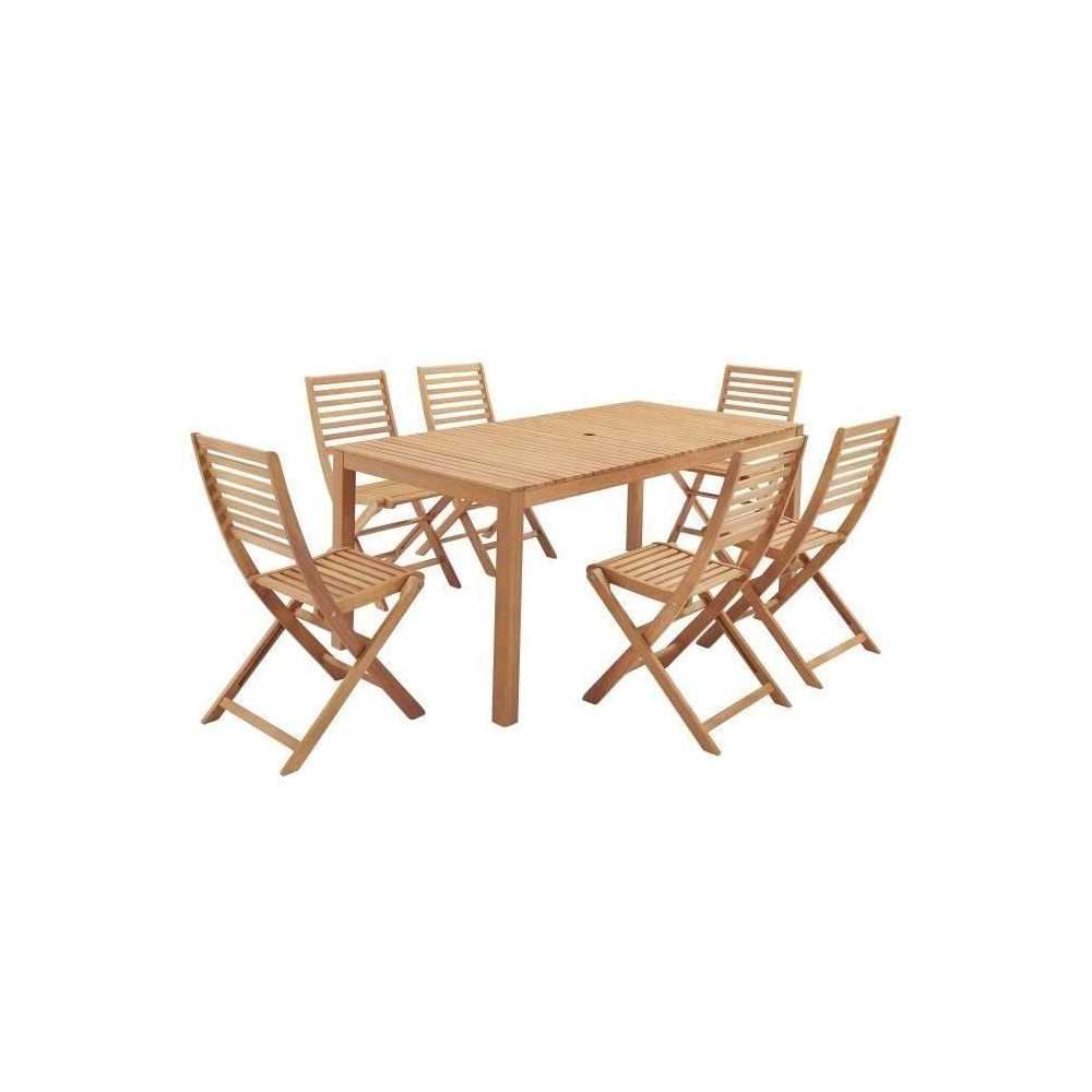 Ensemble repas de jardin 6 personnes - Table 160 x 90 cm + 6 chaises p