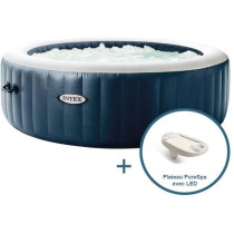 INTEX Spa Gonflable 6 places Pure Spa Blue navy avec plateau LED Offer