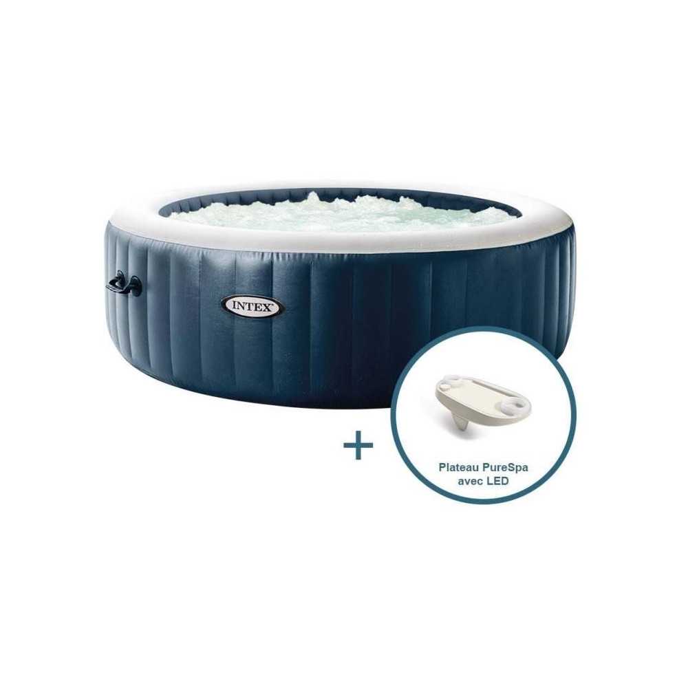 INTEX Spa Gonflable 6 places Pure Spa Blue navy avec plateau LED Offer
