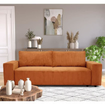 Canapé fixe 4 places - JOSH - Velours cotelé terracotta - 241 x 86 x