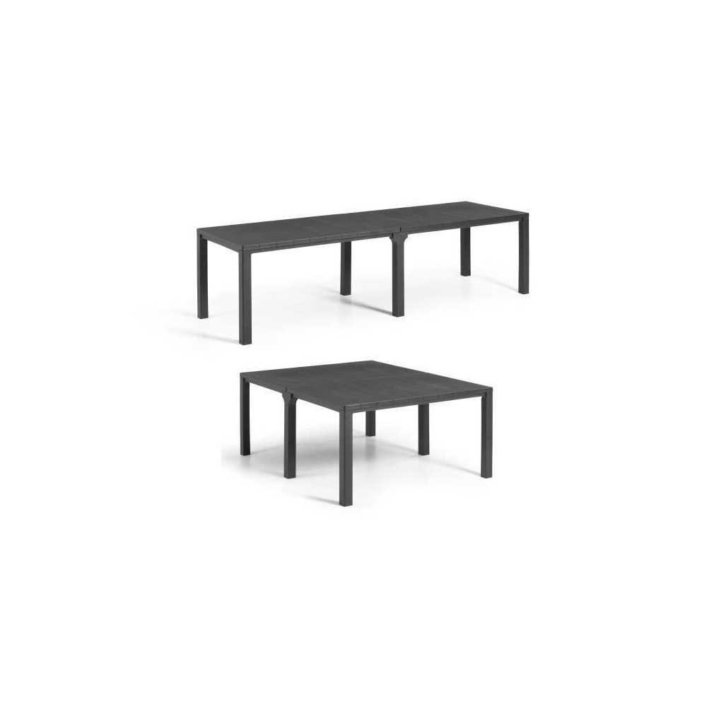 Table de jardin - Rectangulaire - Coloris : gris graphite - En résine