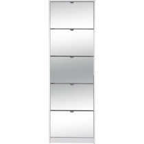 Meuble a chaussures - KOBLENZ - Blanc - 58 x 177 x 17 cm - 5 abattants