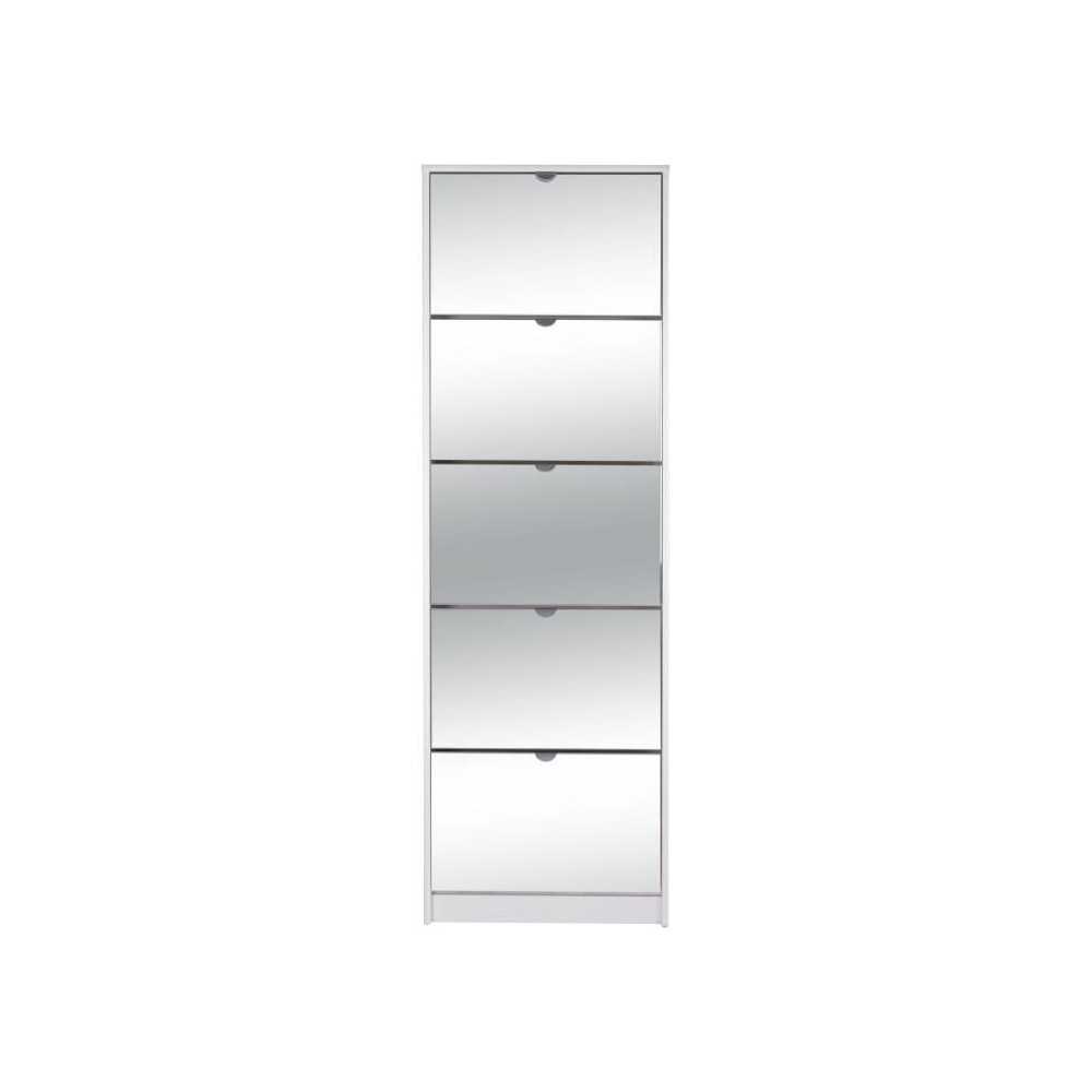 Meuble a chaussures - KOBLENZ - Blanc - 58 x 177 x 17 cm - 5 abattants