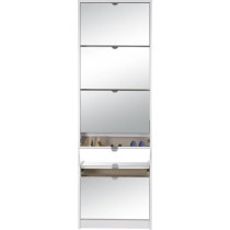 Meuble a chaussures - KOBLENZ - Blanc - 58 x 177 x 17 cm - 5 abattants