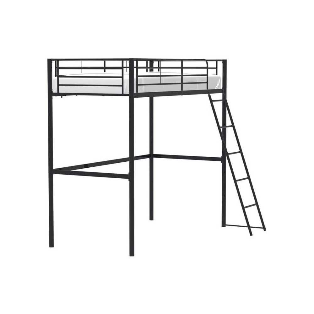 Lit mezzanine enfant ELIOT en métal noir 90x190cm avec sommier inclus
