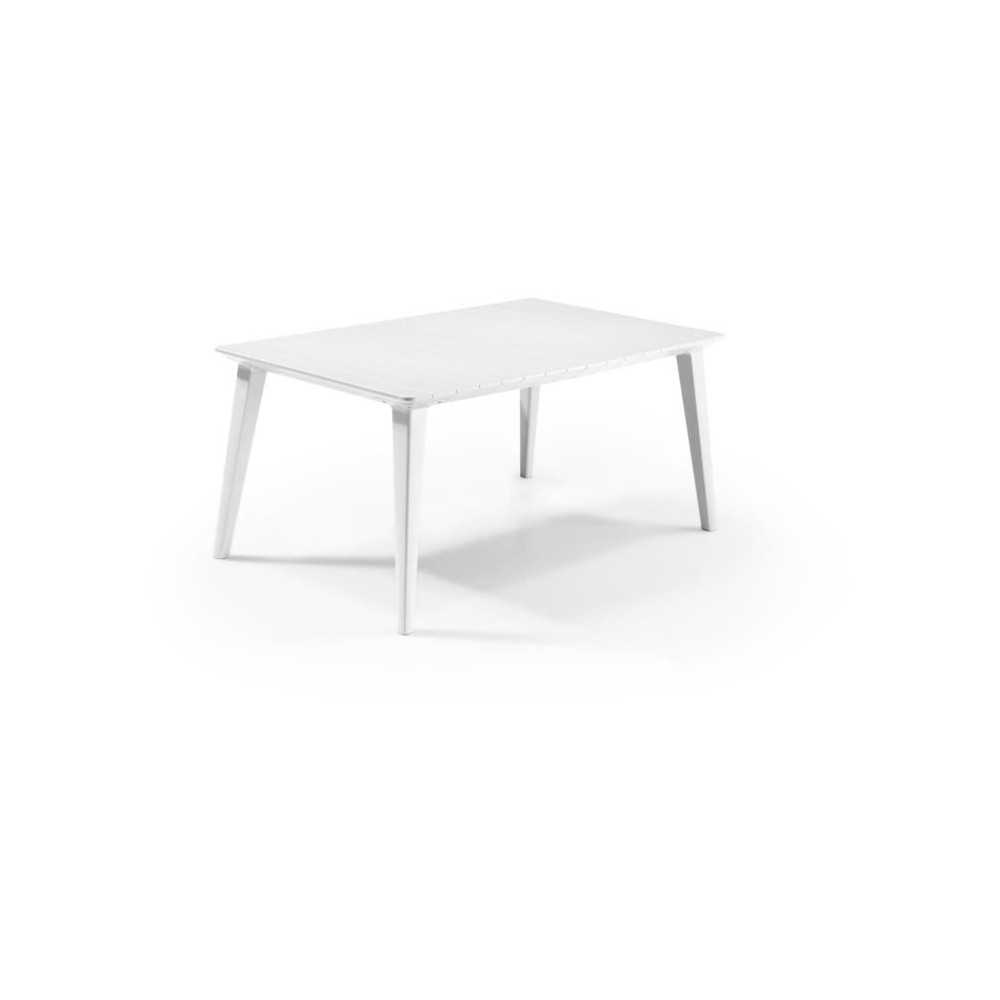 Table de jardin - Rectangulaire - Coloris : blanc - En résine - 6 per