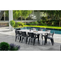 Table de jardin - rectangulaire - blanc - en résine - 8 a 10 personne