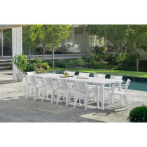 Table de jardin - rectangulaire - blanc - en résine - 8 a 10 personne