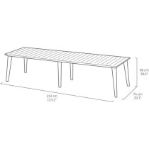 Table de jardin - rectangulaire - blanc - en résine - 8 a 10 personne