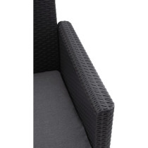 Salon de jardin en résine imitation rotin tressé - Noir - Avec table