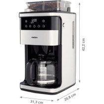 Cafetiere Filtre Digitale avec Broyeur - MEDION - 1000W - 1,5L - Silve