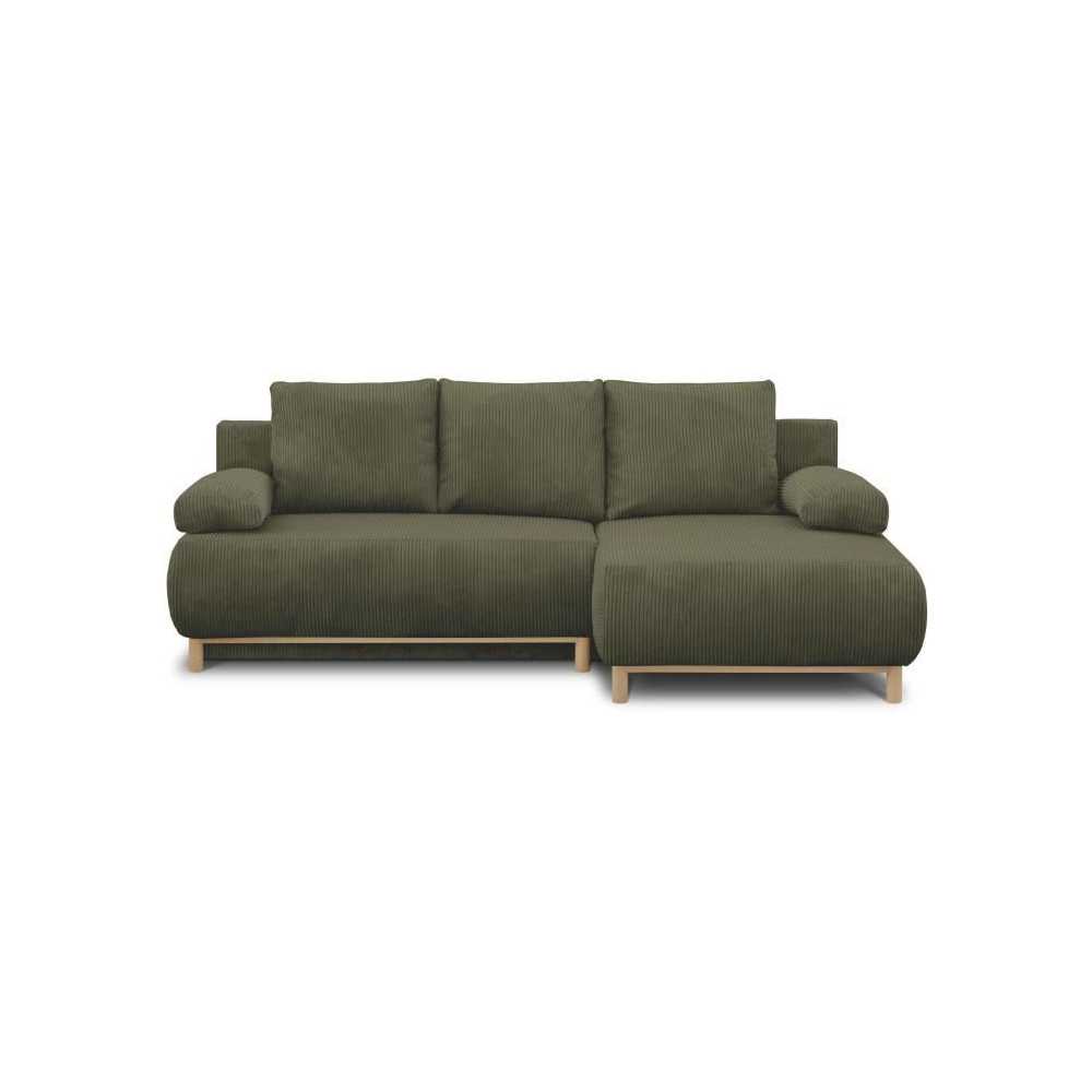 Canapé d'angle droit convertible - 3 places - MIKA - Tissu velours c
