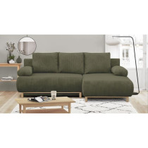 Canapé d'angle droit convertible - 3 places - MIKA - Tissu velours c