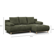 Canapé d'angle droit convertible - 3 places - MIKA - Tissu velours c