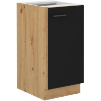 Low cabinet - MODENA - 40 cm - 1 hinged door - Artisan oak and matt bl
