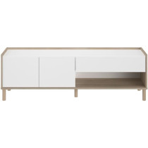 Meuble TV - MORPHOS - Décor blanc / Chene - 150 x 47,3 x 40 cm - PARI
