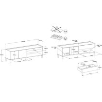 Meuble TV - MORPHOS - Décor blanc / Chene - 150 x 47,3 x 40 cm - PARI