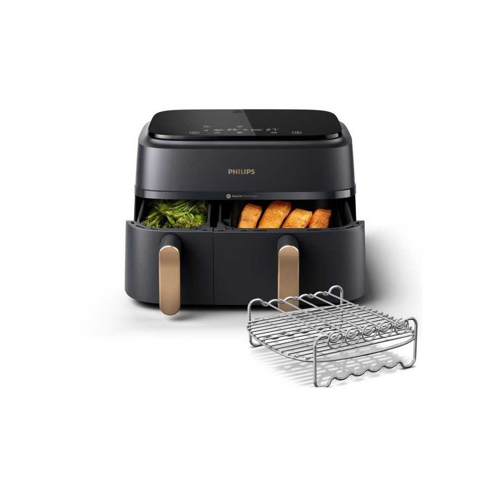 Friteuse sans huile - PHILIPS - NA352/04 - 9L - Double panier - Écran