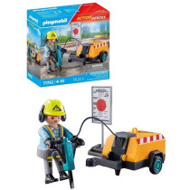 PLAYMOBIL 71752 Ouvrier marteau-piqueur et signalisation