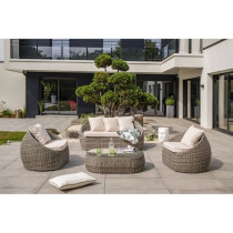 Salon de jardin ISA 5 places en résine tressée - Gris