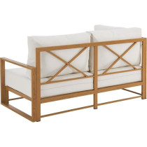 Salon de jardin canapé d'angle - Aluminium effet bois - 5 personnes -